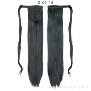 Hot Sale Product Ombre Color Detachable Ponytail Hairpiece Wrap Around Private Label Straight Ponytail Extensions Synthetic Hair